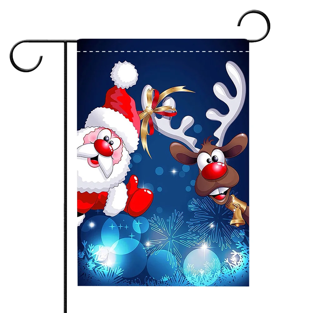 

Рождественский Садовый флаг, водонепроницаемый полиэстер, двусторонний баннер с принтом Санта-Клауса, украшение для сада, декоративные фла...