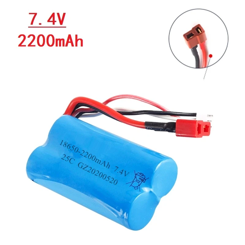 

2Pcs 7.4V 2200mah 18650 Lipo Battery for Wltoys 12428 12401 12402 12403 12404 12423 FY-03 FY01 FY02 rc toys battery parts T Plug