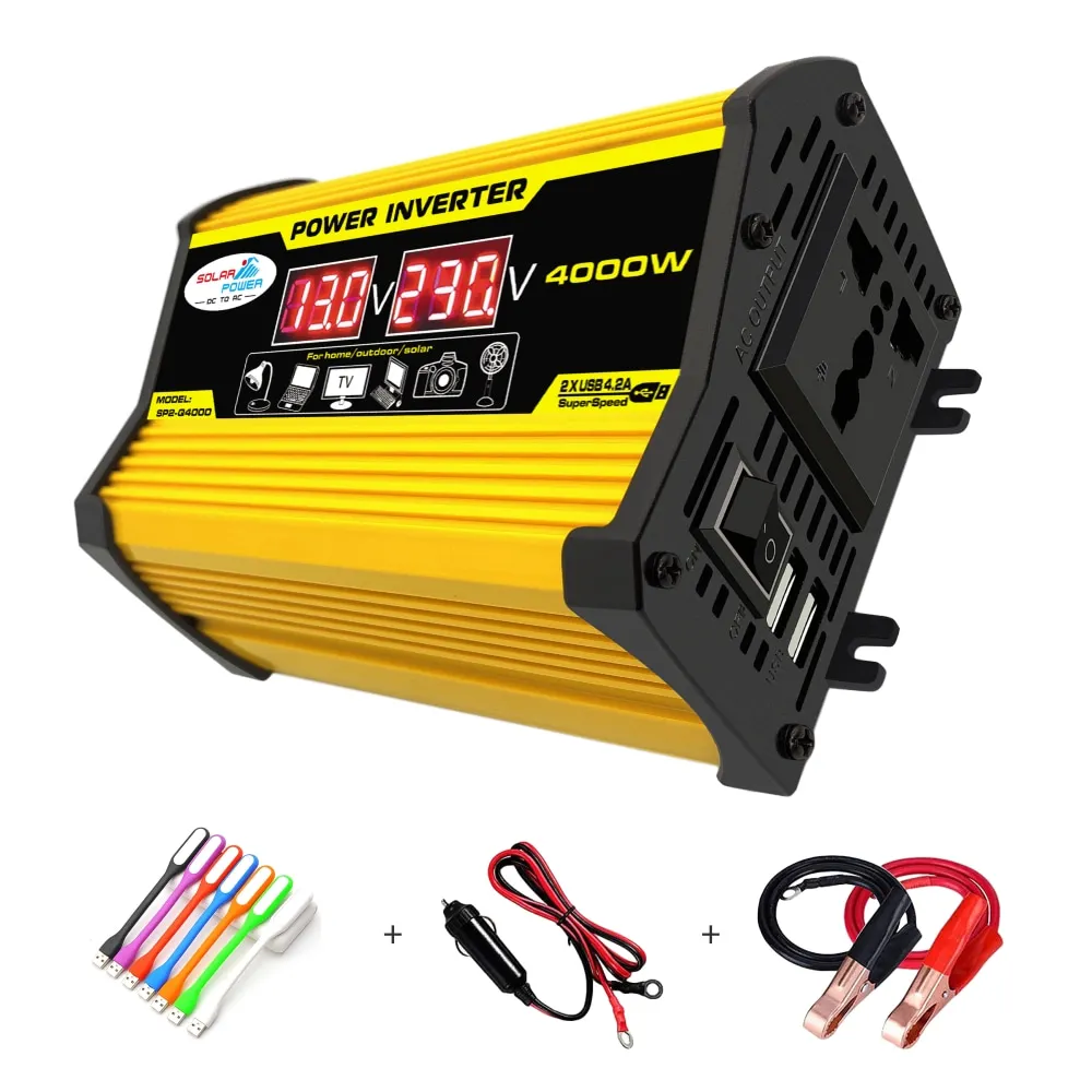 

Автомобильный инвертор 4000 Вт 12 В в 230 В, преобразователь для домашнего питания, внешняя аварийная мощность