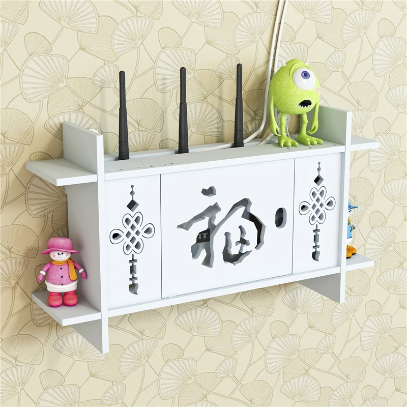 

shielding wall hanging collection wireless living room router shelf rack TV set-top stacks box storage socket cover cabinet