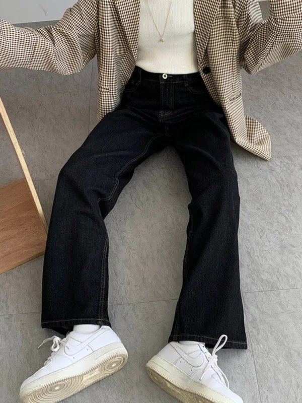 

CMAZ 2021 Vintage High Waist Straight Pants for Women Streetwear Loose Female Denim Jeans Buttons Zipper Ladies trouser