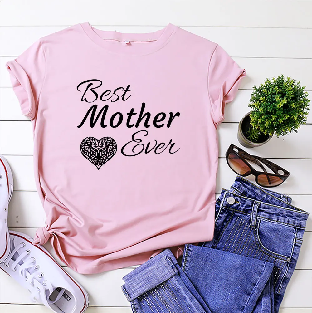 

Футболка Best Mother Ever, винтажная, подарок на день матери, Милая футболка с графическим принтом, Корейская одежда, футболки, женская футболка