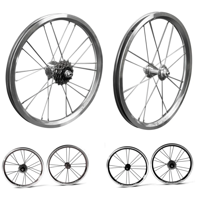 

SPOMANN 16-Inch/305 Outer 5-Speed V-Brake BMX Folding Bike Bicycle Wheel Set Front 2 Rear Four Bearing