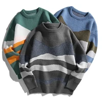 oversize men sweaters pullovers new autumn striped mens youthful fashion harajuku streetwear male clothing couple sweaters man