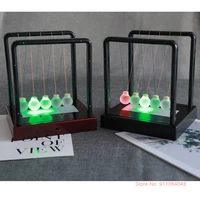 led colorful newton pendulum frosted glass ball newtons cradle gift for teachers desk decoration accessories fun childrens toy