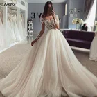Свадебное платье с длинным рукавом, блестящее, цвета слоновой кости