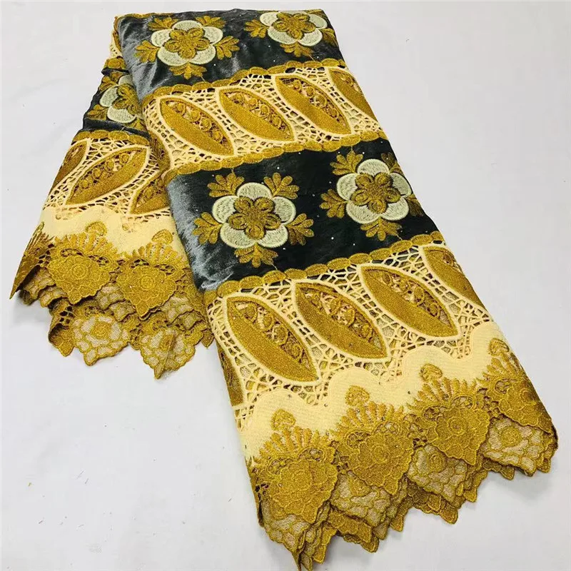 

African Lace Fabric Women Wedding Dress Guipure Cord Lace Velvet Lace Nigerian Laces Fabrics 5Yards