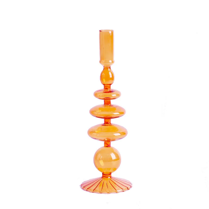 

Handmade European Vintage Glass Candlestick Romantic Dinner Decoration For Home Wedding Candle Holder Rod Wax Candelabrum Gift