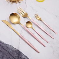 tableware gold cutlery 304 stainless steel mattte fork spoon knife flatware set dishwasher safe home dinnerware set