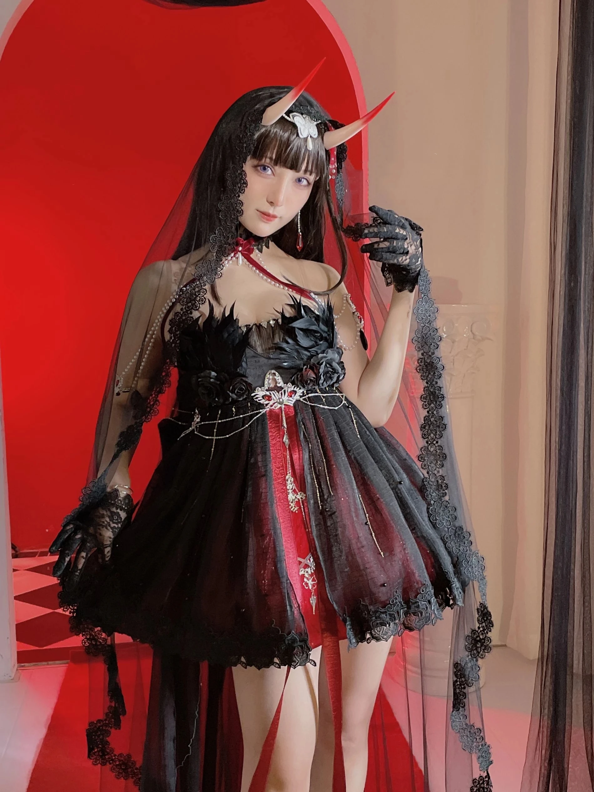 

Anime Azur Lane IJN Noshiro Black Sexy Dress Gorgeous Party Uniform Cosplay Costume Women Halloween Free Shipping 2021 New