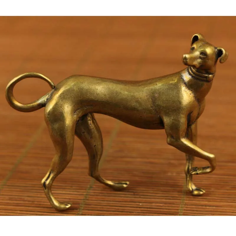 

Exquisite Chinese Old Bronze Handmade Carved lovely dog Statue hand piece