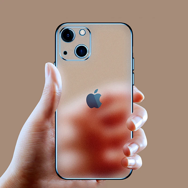 

Luxury Square Frame Plating Clear Phone Case For iPhone 12 11 13 Pro Max Mini X XR XS 7 8 Plus SE2020 Transparent Silicone Cover