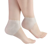 2pcs silicone feet care socks moisturizing gel heel thin socks with hole cracked foot skin care protectors lace heel cover