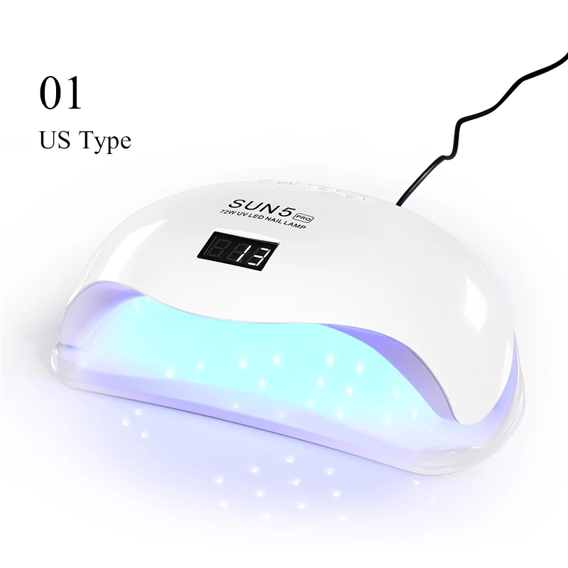 72w White US Type От BORN PRETTY-светодиодная УФ-лампа для ногтей для сушки всех видов Гель-лак для ногтей 72/48/36/30/24/6W для ногтей Сушилка для ногтей Маникюр нейл-арта - Цвет: 72w White US Type