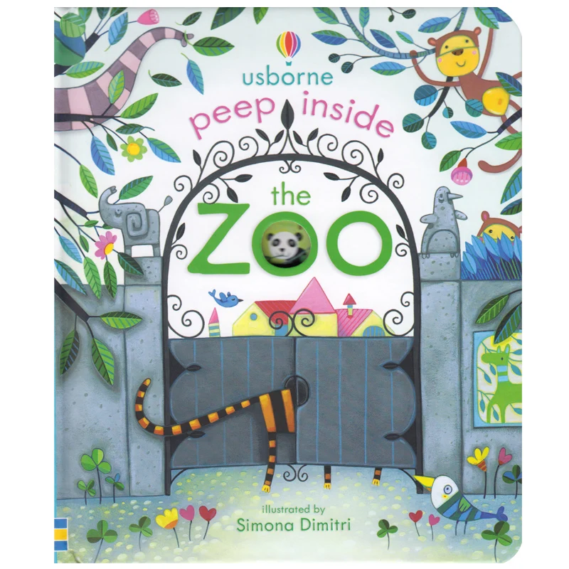 

Usborne Original Children Popular Books Peep Inside The Zoo Board book Colouring English Activity Story Book for Kids