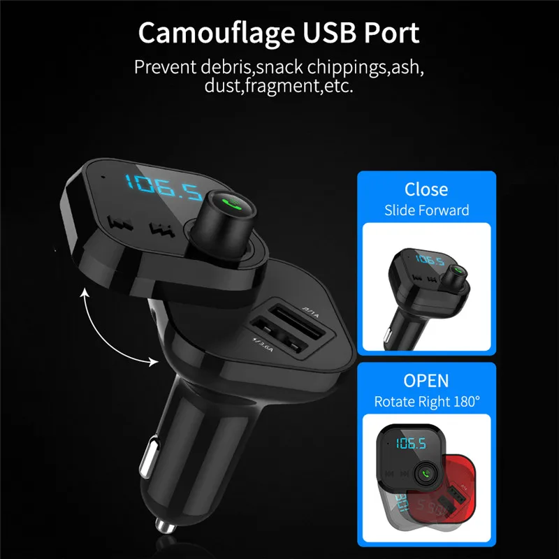 

Автомобильное Usb зарядное устройство для Xiaomi Mi 10 Pro MP3 плеер Bluetooth FM передатчик Комплект Hands-Free Dual USB зарядка Ladowarka Samochodowa