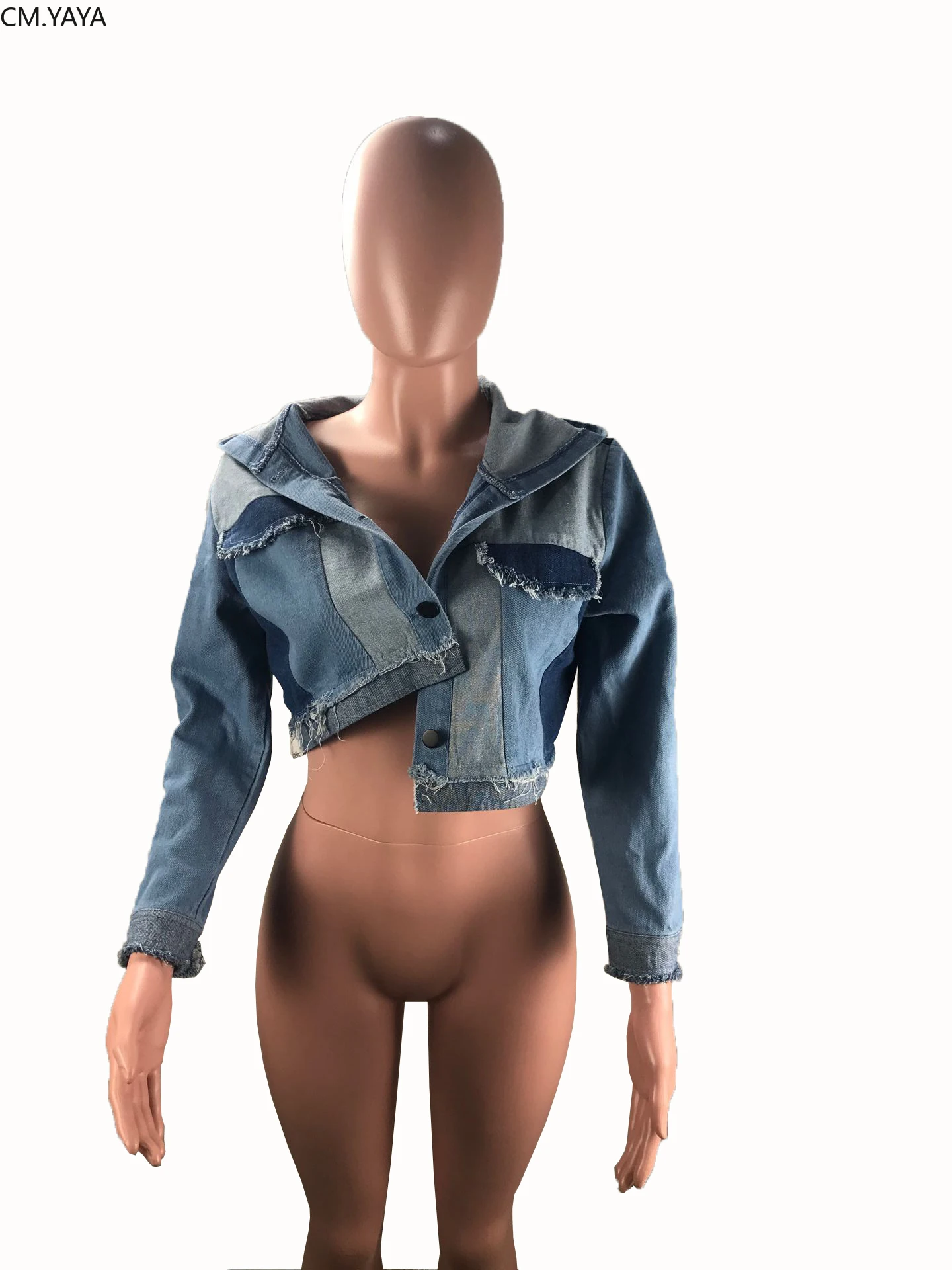 Новинка 2019 осенне-зимняя джинсовая женская куртка с капюшоном длинным рукавом в