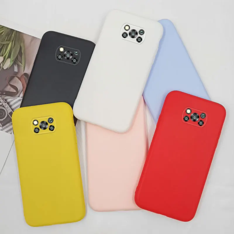 tpu case for xiaomi poco x3 pro case back cover silicone soft matte yellow pink purple black for xiomi pocox3 nfc phone funda free global shipping