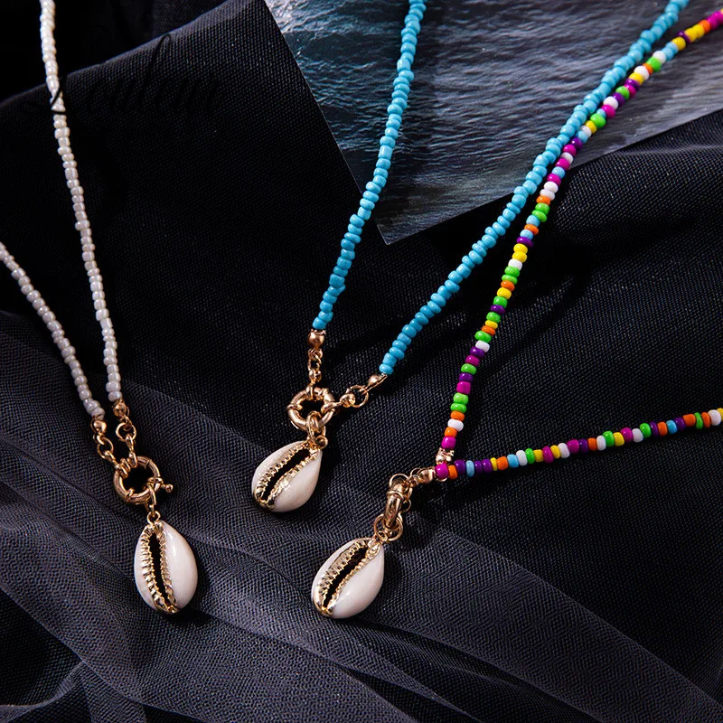 

Bohemian Mixing Color Miyuki Beads Choker Natural Cowrie Shell Collier Femme Boho Trendy Chic Initial Necklace for Women