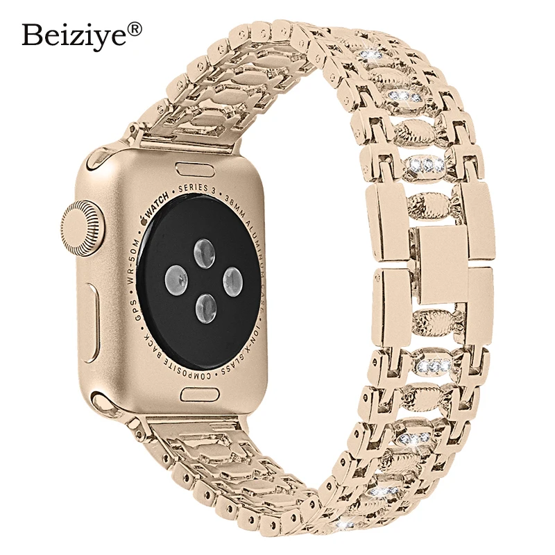 Женский браслет с бриллиантовым ремешком для Apple Watch 38 мм 42 мм 40 мм 44 мм серия 5 4 браслет из нержавеющей стали для iWatch Series 3 2 1