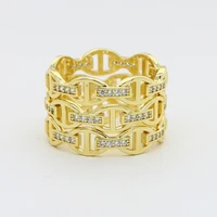 simple gold color finger ring with cubic zircon pave bit shape charm tiny band rings for women men punk styles jewelry drop ship