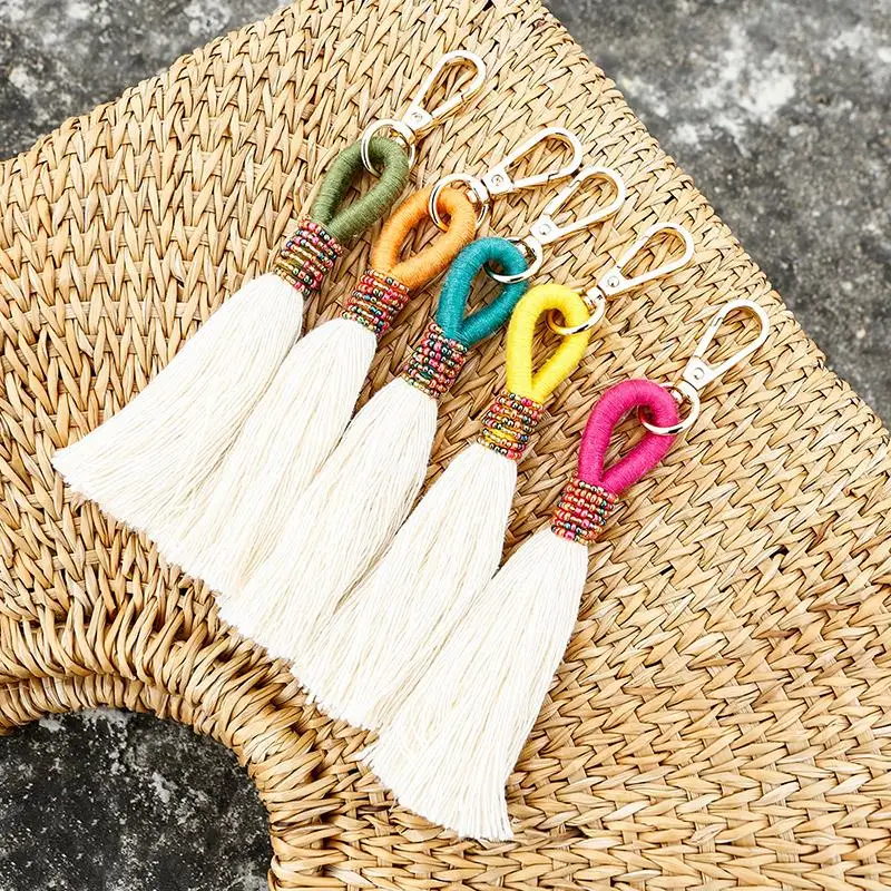 Богемный брелок для ключей с кисточкой ручной работы женская сумка Шарм Модный