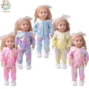 Подходит для новорожденных 18 дюймов 43 см аксессуары для одежды кукол конфетных цветов прозрачный солнцезащитный спортивный костюм с капюшоном для детей подарок