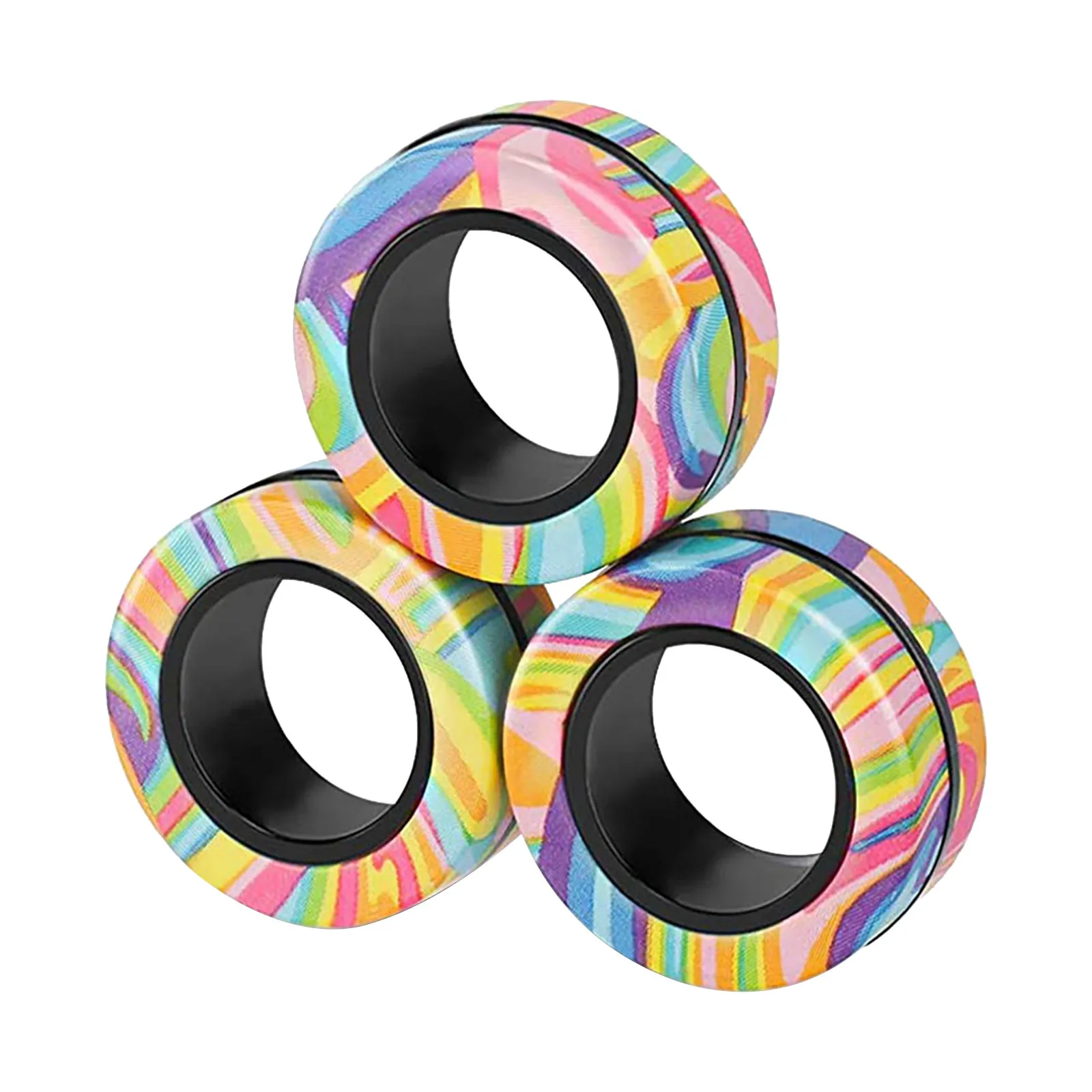 Magn&eacute;tico anillo de dedo Fidget im&aacute;n juguetes de bloques magn&eacute;ticos dedo Spinner mano Spinner tri-Spinner juguete de apilamiento conjunto pulsera magn&eacute;tica anillo m&aacute;gico juguete Gif-1