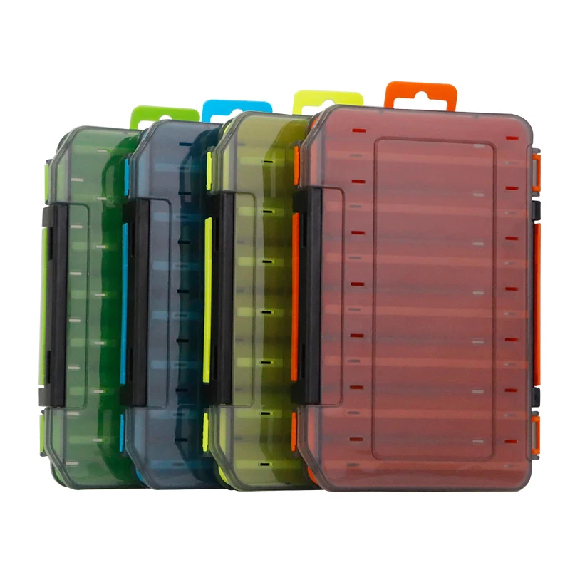 

Large Size Doublex Sided Fishing Tackle Box 14 Compartments Bait Lure Hook Storage Box Fishing Accessories Plastic Storage Case