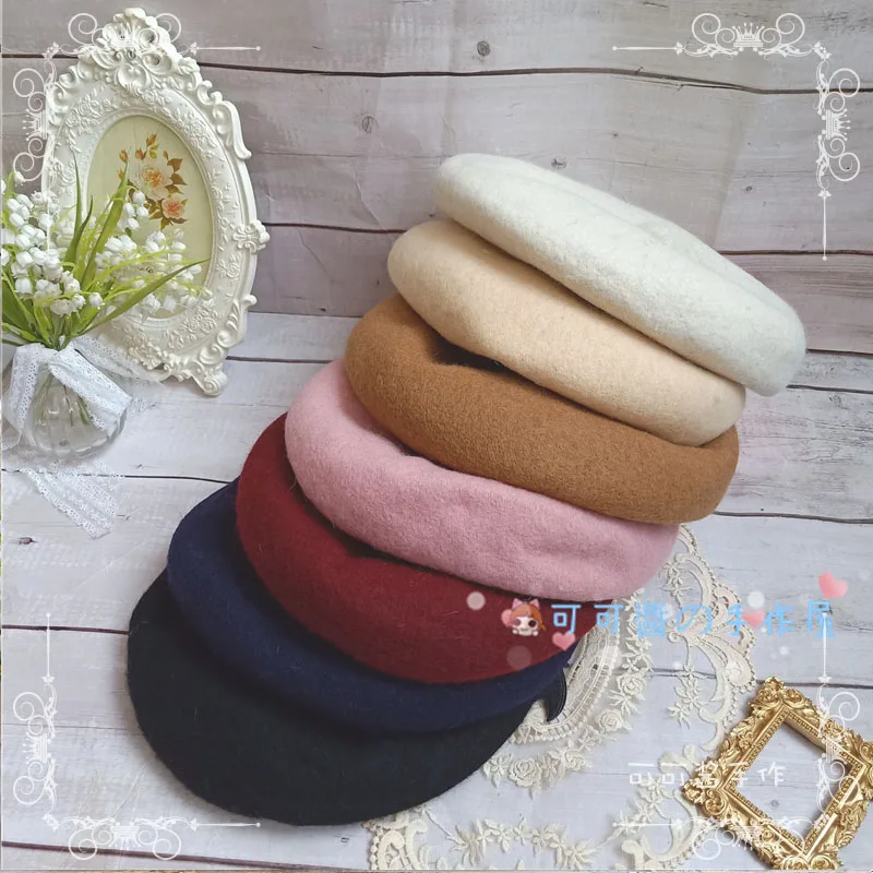 

Simple Versatile Stereo Beret Painter Cap Lolita Bud Sesame Seed Cake Hat Japanese-style SOFT Girl GIRL'S Autumn And Winter Hat