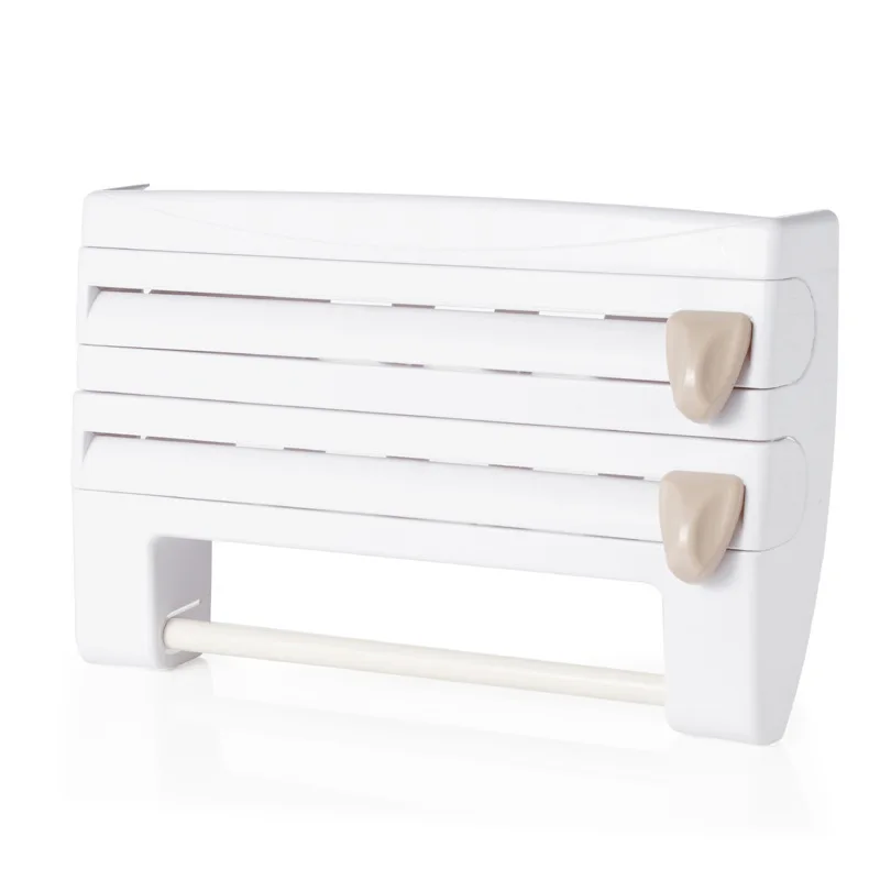 

Kitchen Cling Film Storage Rack with Cutter Aluminum Foil Barbecue Paper Rack Paper Towel Rack Towel Storage Rack