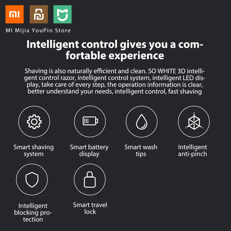 Xiaomi mijia SO WHITE 3D интеллектуальное управление бритва Влажная и сухая двойное
