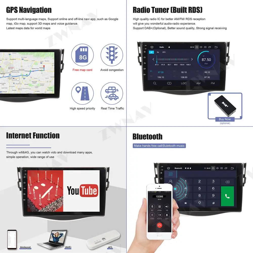 DSP IPS экран Android 9 0 автомобильный мультимедийный плеер для TOYOTA RAV4 2006-2012 GPS navi Радио