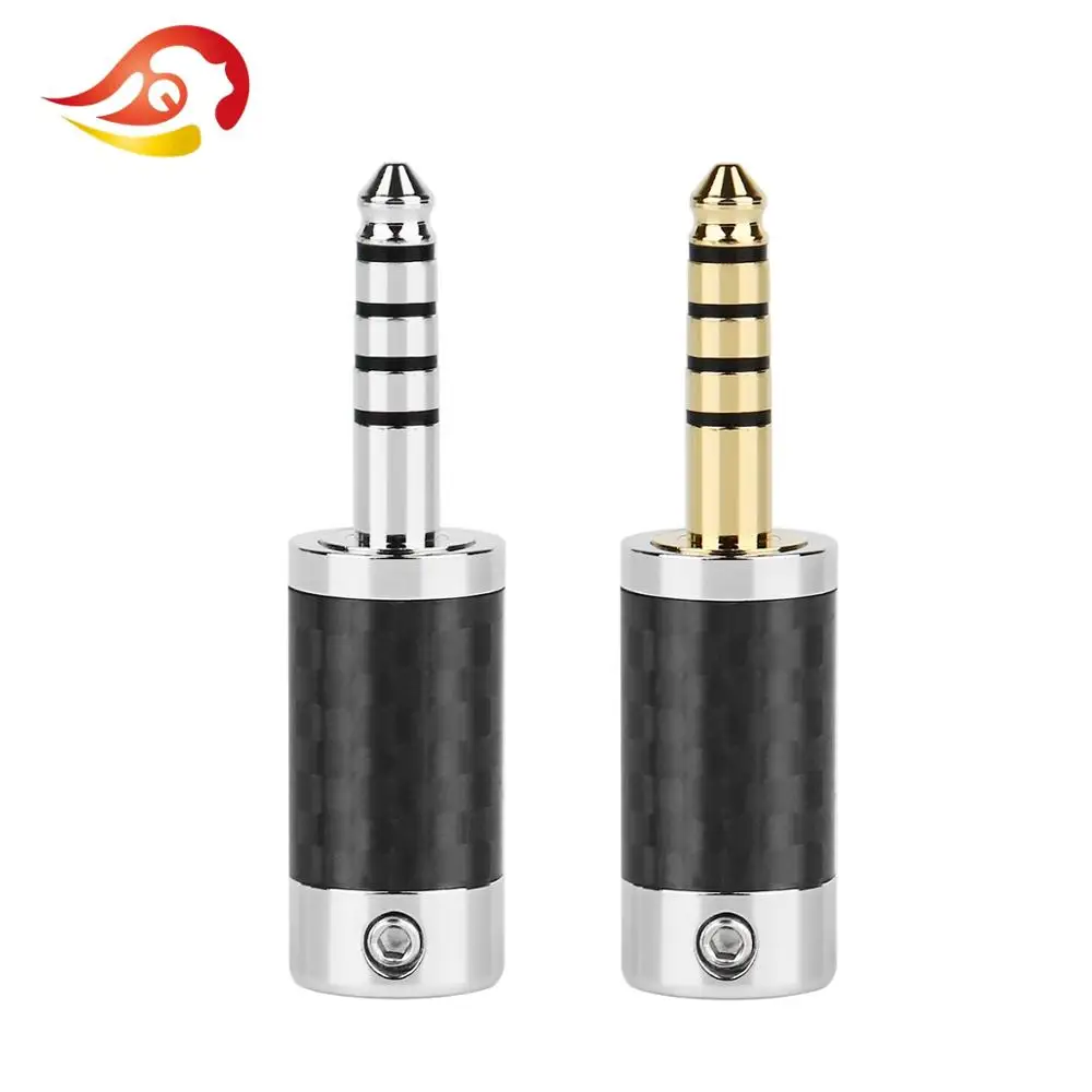 

QYFANG Rhodium/Gold Plated 4.4mm 5 Pole Carbon Fiber Earphone Plug For NW-WM1ZA Headset Audio Jack Wire Connector Metal Adapter