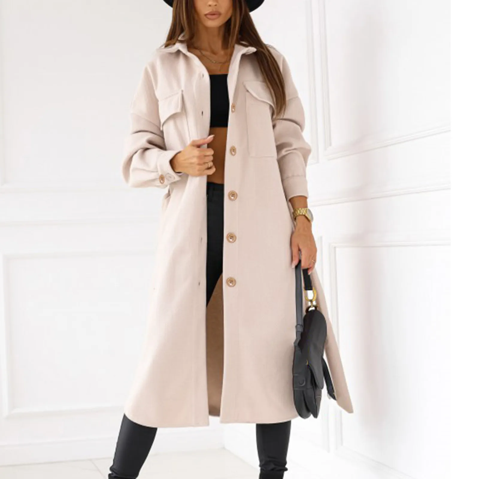 

Women Trench Coat Casual Women's Long Outerwear Loose Overcoat Autumn Winter Fashion Double-breasted Windbreaker Femme veste jas