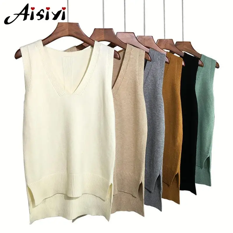 Осенний женский свитер жилет 2022 корейский элегантный студенческий пуловер с