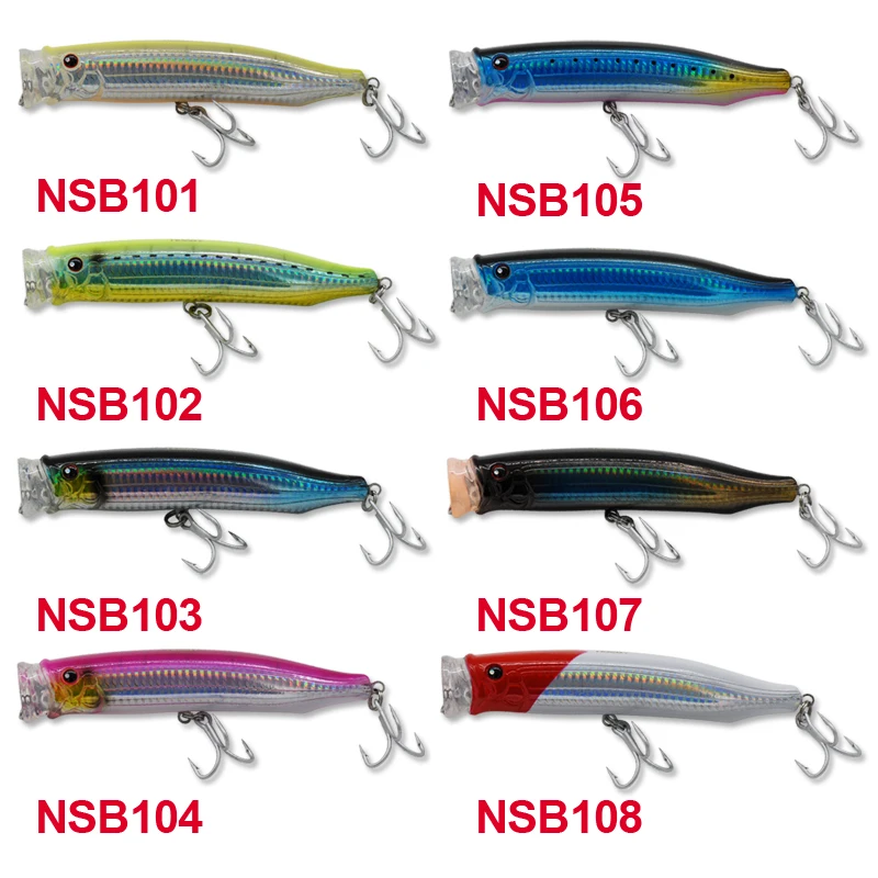 

Noeby 150mm 54.5g 8colors VMC Hook Popper Fishing Bait Leurre Souple Artificial Lure Japan Peche En Mer Metal Jig Fishing Tackle