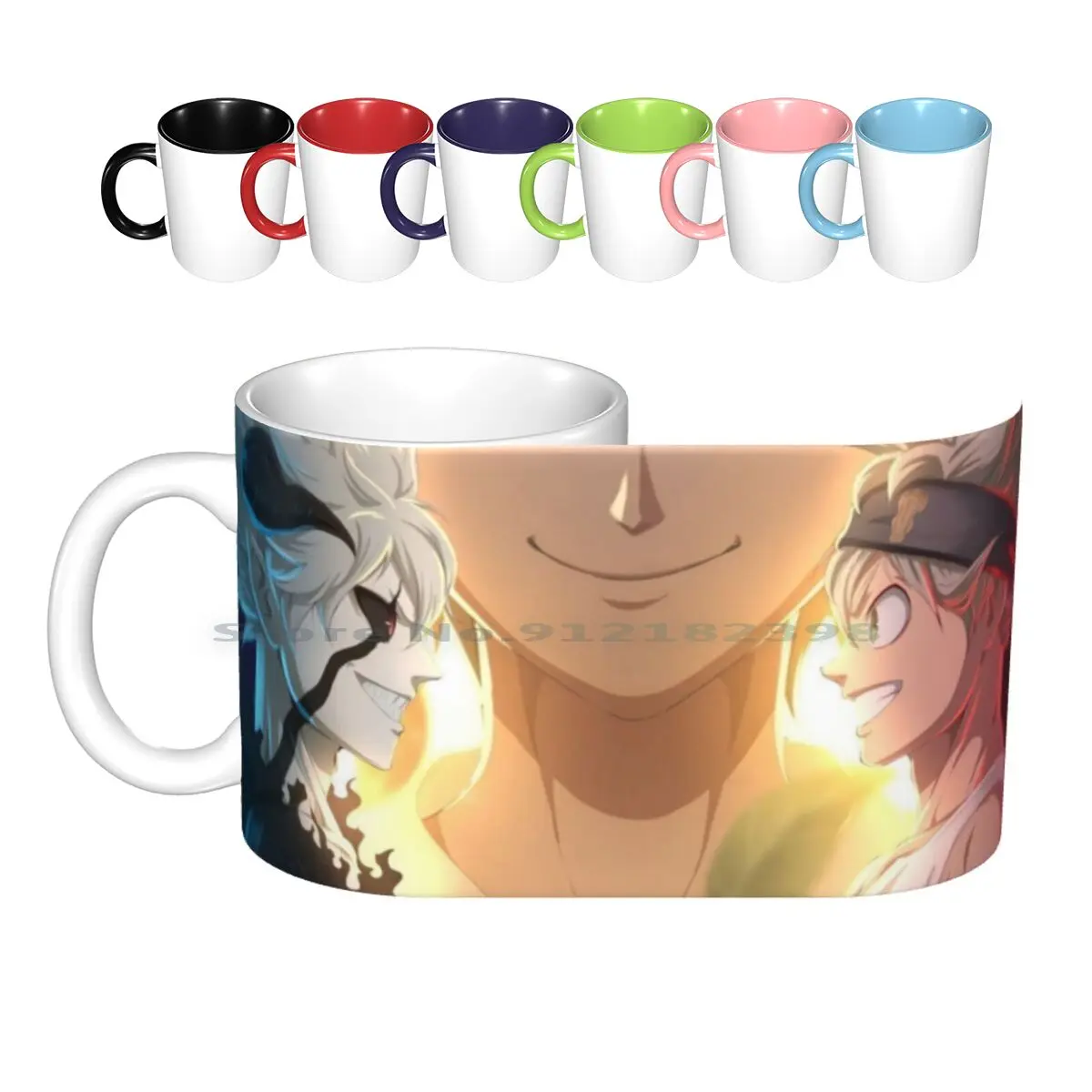 Керамические кружки с изображением черного клевера-Аста и демона кофейные чашки