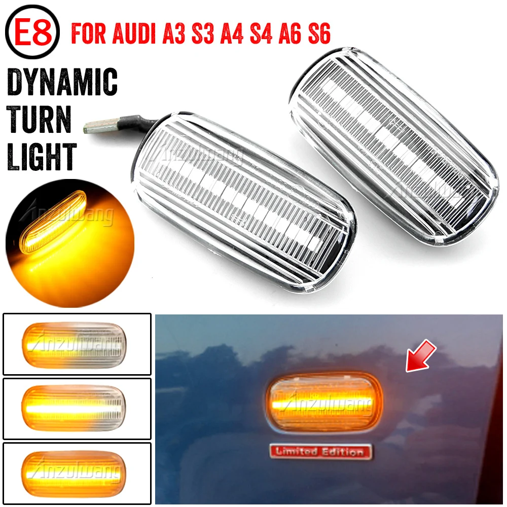 

For Audi A3 S3 8P A4 S4 RS4 B6 B7 A6 S6 RS6 C6 05-08 Dynamic Turn Signal Light LED Side Marker Fender Sequential Indicator Lamp