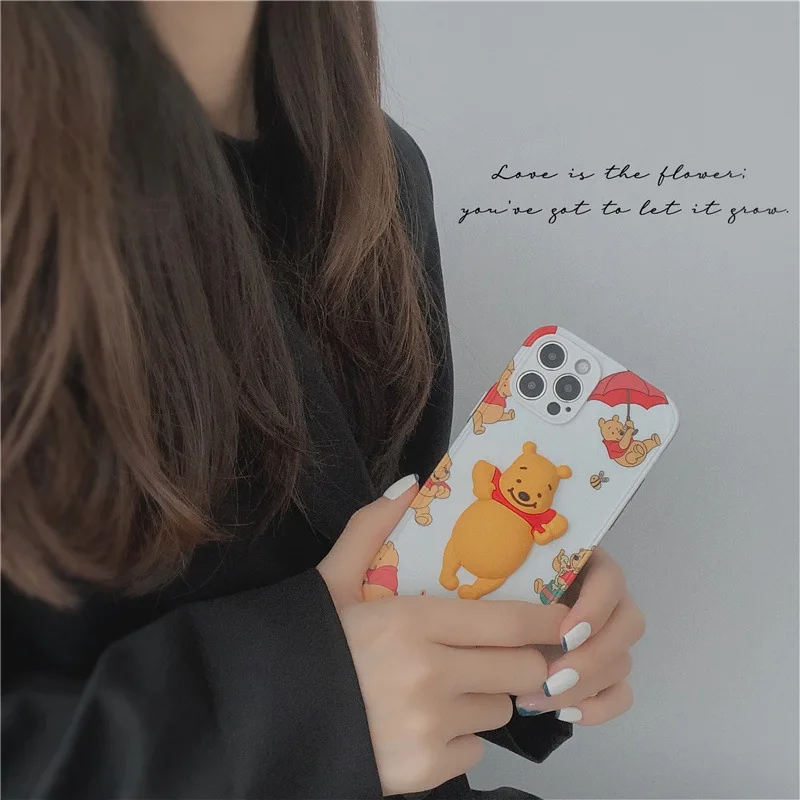 3d winnie the pooh smartphone case for iphone 11 12 pro max 7 8 plus funny disney bear lotso iphone xr cover shell free global shipping