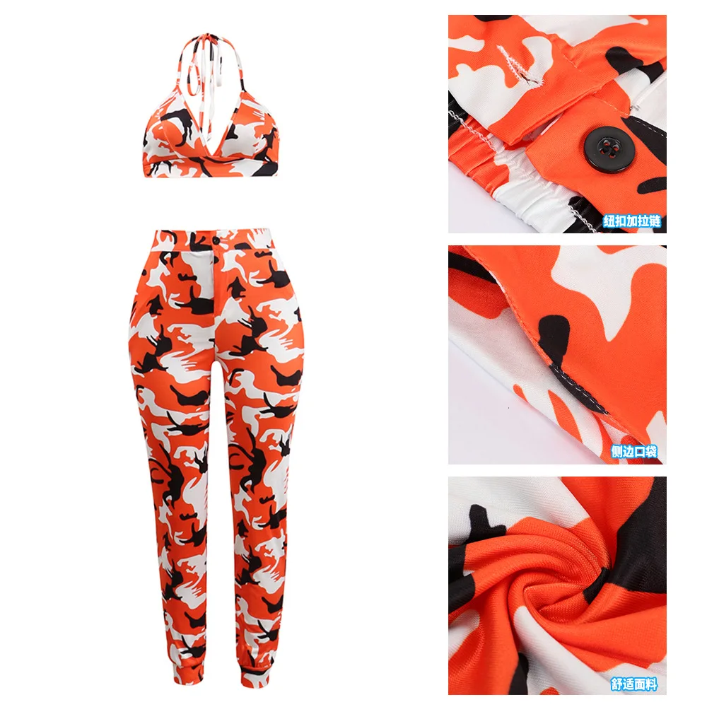 Женский Камуфляжный комплект из двух предметов Echoine топа и штанов с лямкой на шее