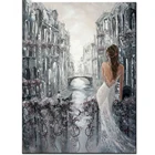 Бриллиантовая живопись, водный город Италии, красота, полноразмерная Алмазная вышивка, круглая вышивка, девочка, крыса, подарок на год,