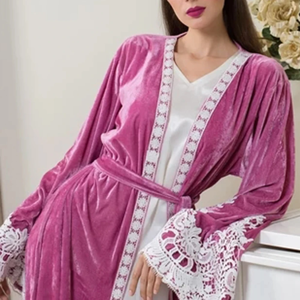 Бархатное кимоно Дубай абайя Турция хиджаб мусульманское платье кафтан