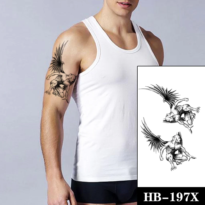 Waterproof Temporary Tattoo Sticker Black Devil Wings Eagle Paw Monster Fake Tattoos Flash Tatoo Arm Legs Body Art for Women Men