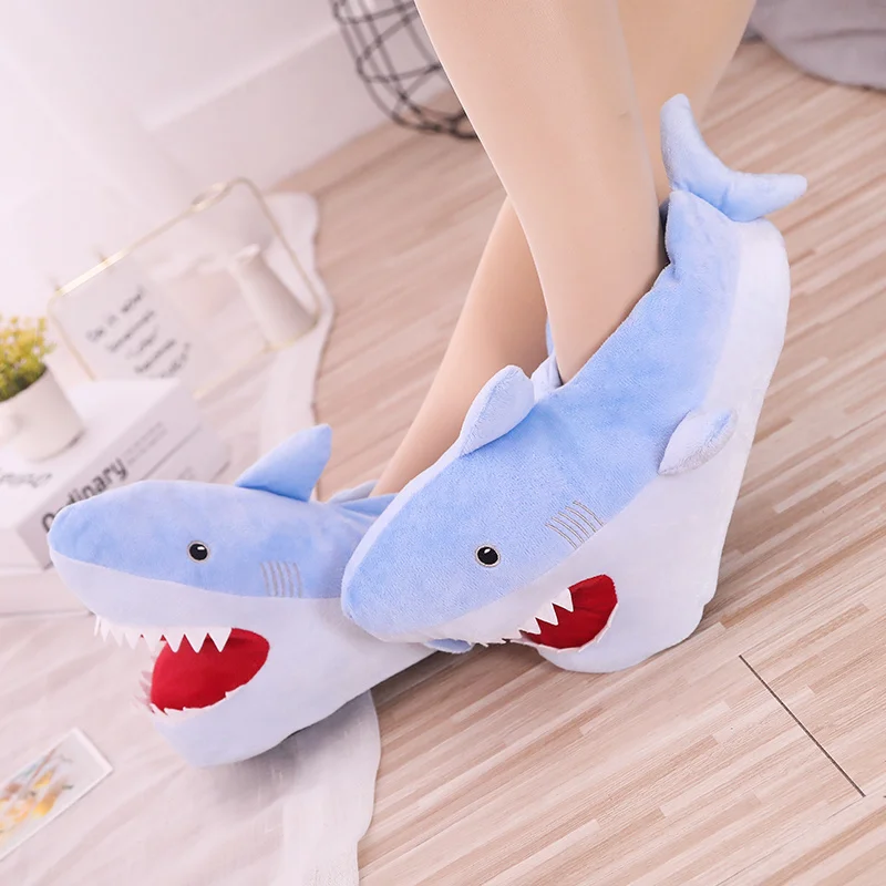 

Free Size Lovely New Shark Plush Slippers Warm Winter Adult Slipper Stuffed Cartoon Animal Plush Shoes Valentine Gift for Girls