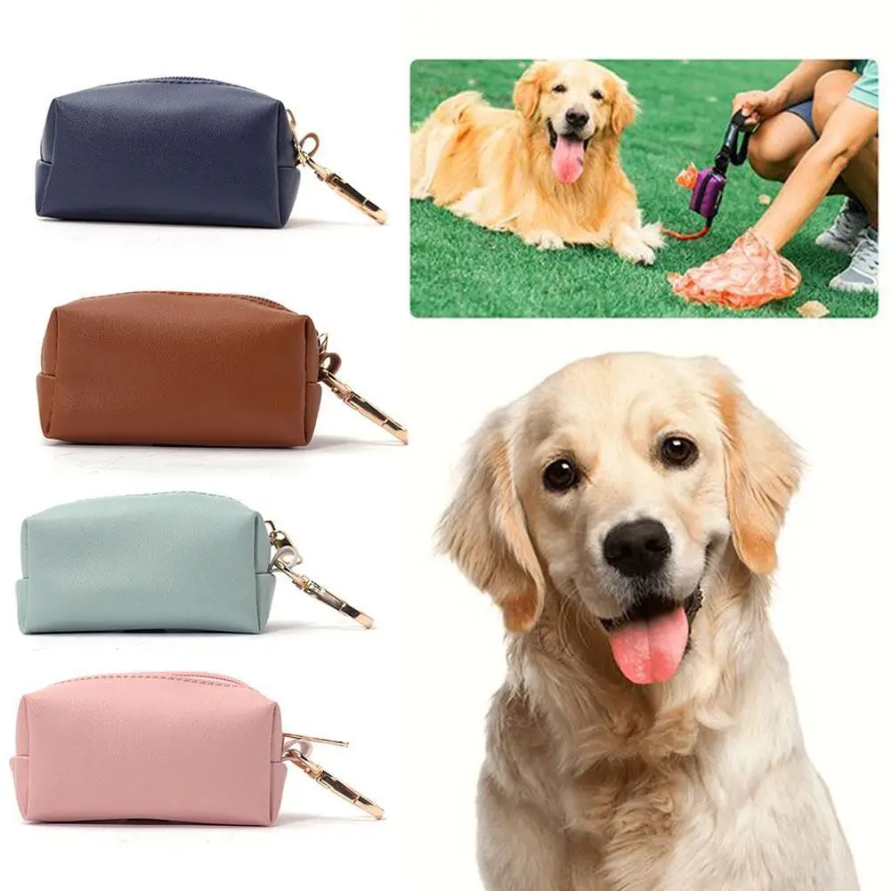 

Dog Poop Bag Dispenser PU Leather Pouch Pet Cats Pick Up Poop Bag Holder Waste Bags Organizer Travel Outdoor Dog Waste Bag