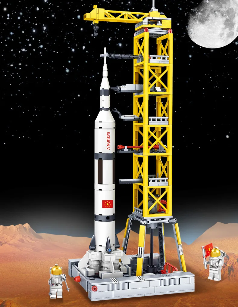 Детский конструктор KAZI аэрокосмический самолет спутник пусковой автомобиль