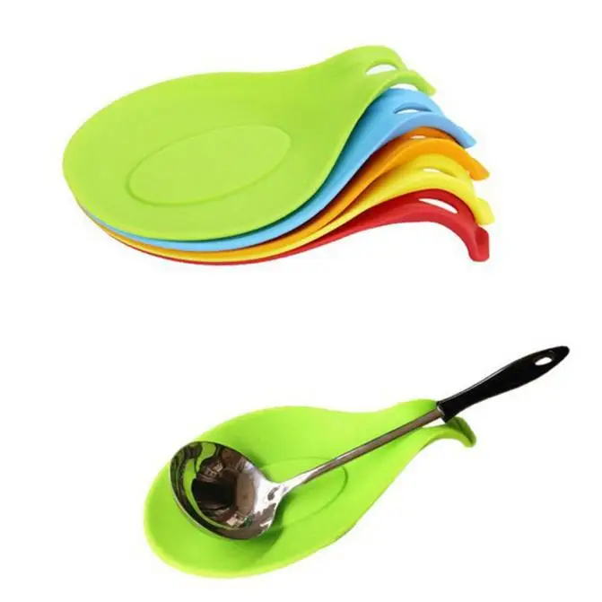 Гибкая Силиконовая Термостойкая Ложка Вилка коврик для отдыха Посуда держатель