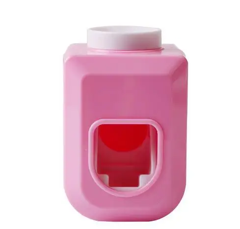 Pink 1 шт., новинка, Hands Free, автоматическая выжималка, зубная паста, диспенсер для выдавливания, настенное крепление, аксессуары для ванной комнаты, 4 цвета - Цвет: Pink