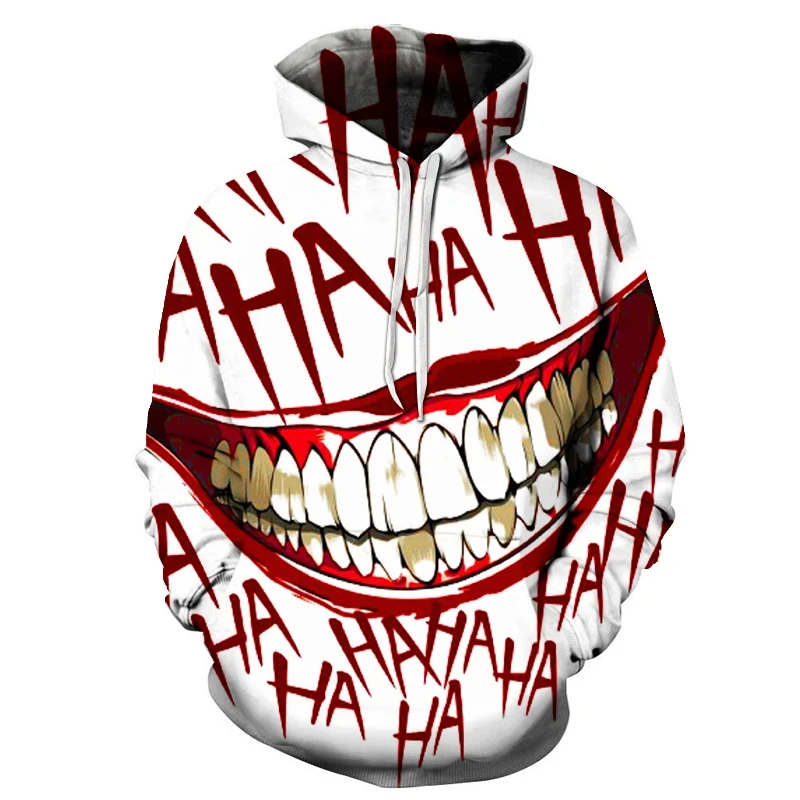 Джокер Забавные 3D толстовки пуловер на Хэллоуин Crazy Smile Толстовка с длинным